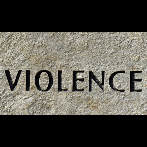 violence text carved in stone